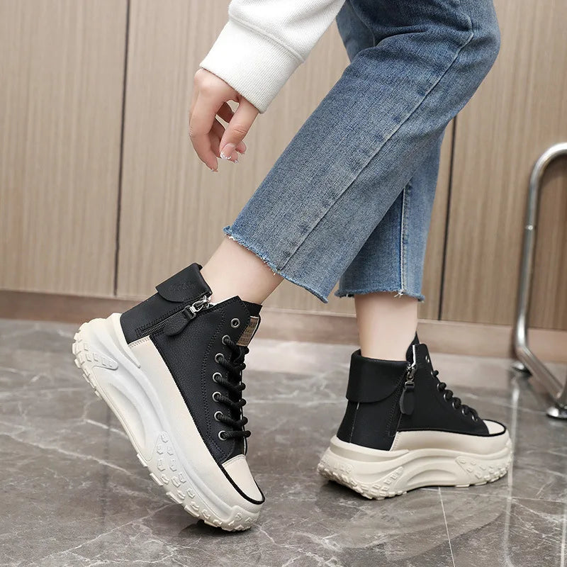 2025 nuevas zapatillas De deporte para Mujer, botas altas De lujo a la moda para Mujer, zapatos informales con plataforma, zapatos para correr al aire libre para Mujer, Tenis De Mujer